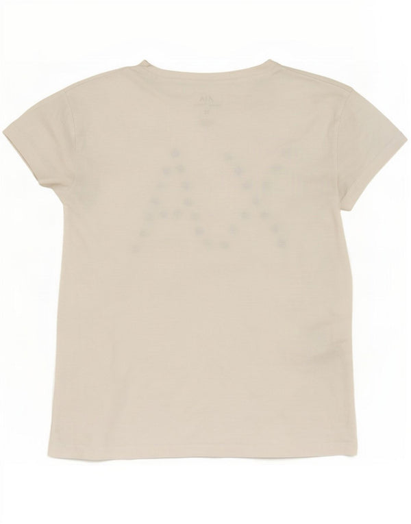 T-shirt grafica oversize da donna Armani Exchange Top UK 6 XS cotone bianco