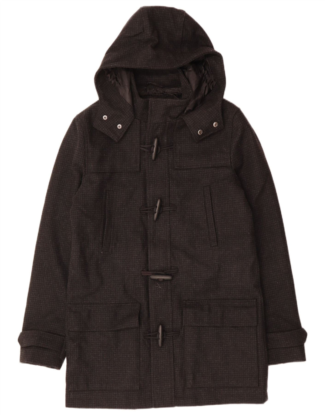 Montgomery con cappuccio da uomo VINTAGE UK 38 pied de poule medio nero