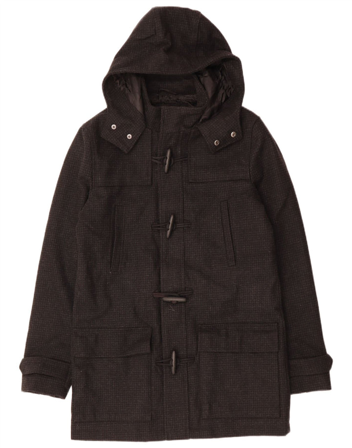 Montgomery con cappuccio da uomo VINTAGE UK 38 pied de poule medio nero