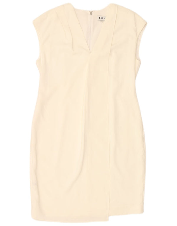 DKNY Womens Sleeveless Sheath Dress US 12 Large Off White Polyester