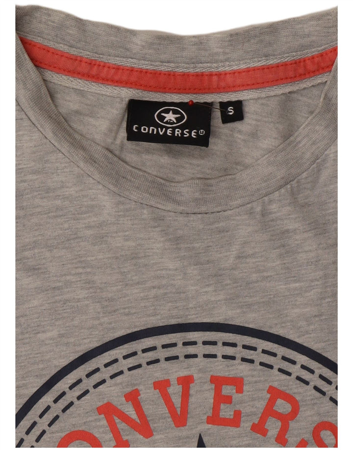 CONVERSE Mens Graphic T-Shirt Top Small Grey Flecked Cotton