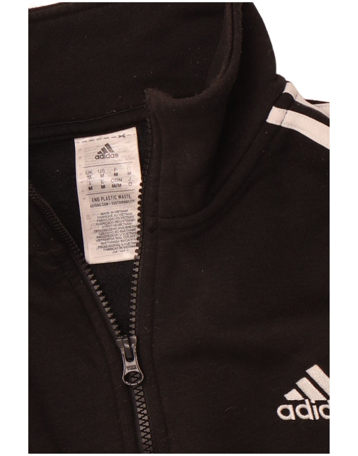 Felpa ADIDAS da uomo con zip e collo, in cotone nero medio