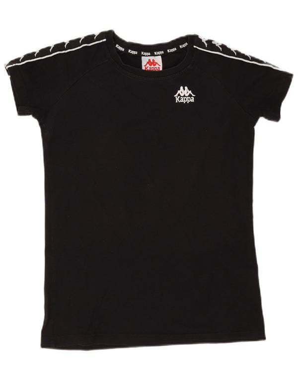 T-shirt grafica da donna Kappa Top UK 10 piccola in cotone nero