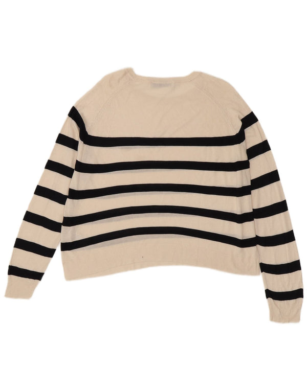 Maglione Zara da donna oversize con scollo a barca UK 10 piccolo a righe bianche