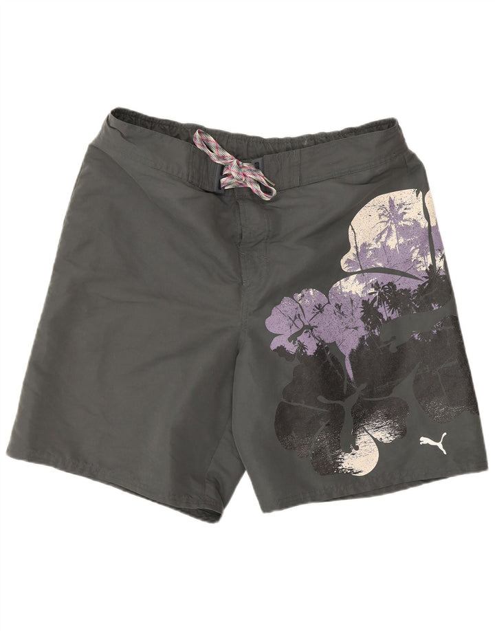 Pantaloncini da bagno da uomo PUMA grandi grigi floreali