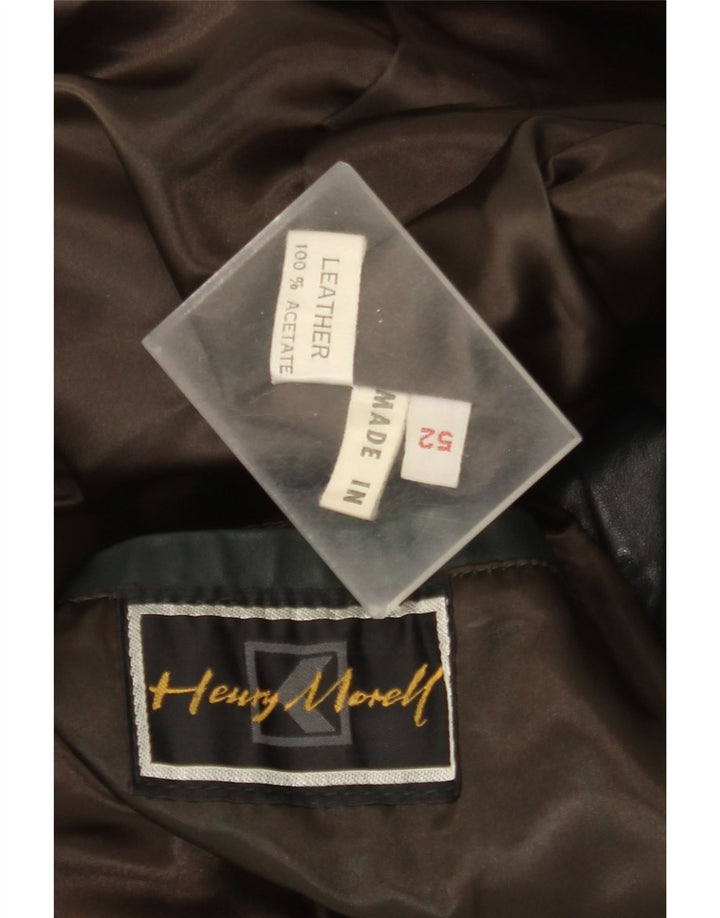 Giacca in pelle da uomo con maniche a 3/4 Henry Morell IT 52 XL in pelle nera