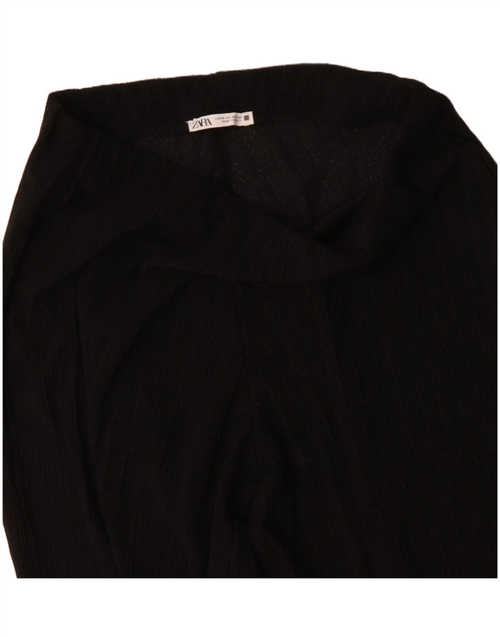 Pantaloni casual da donna ZARA a gamba larga medi W30 L27 poliestere nero