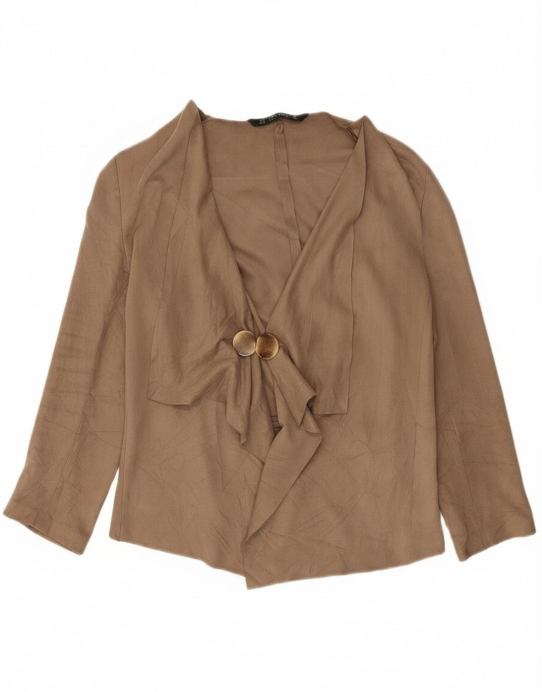 Top cardigan con maniche a 3/4 da donna Zara UK 14 Poliestere beige medio