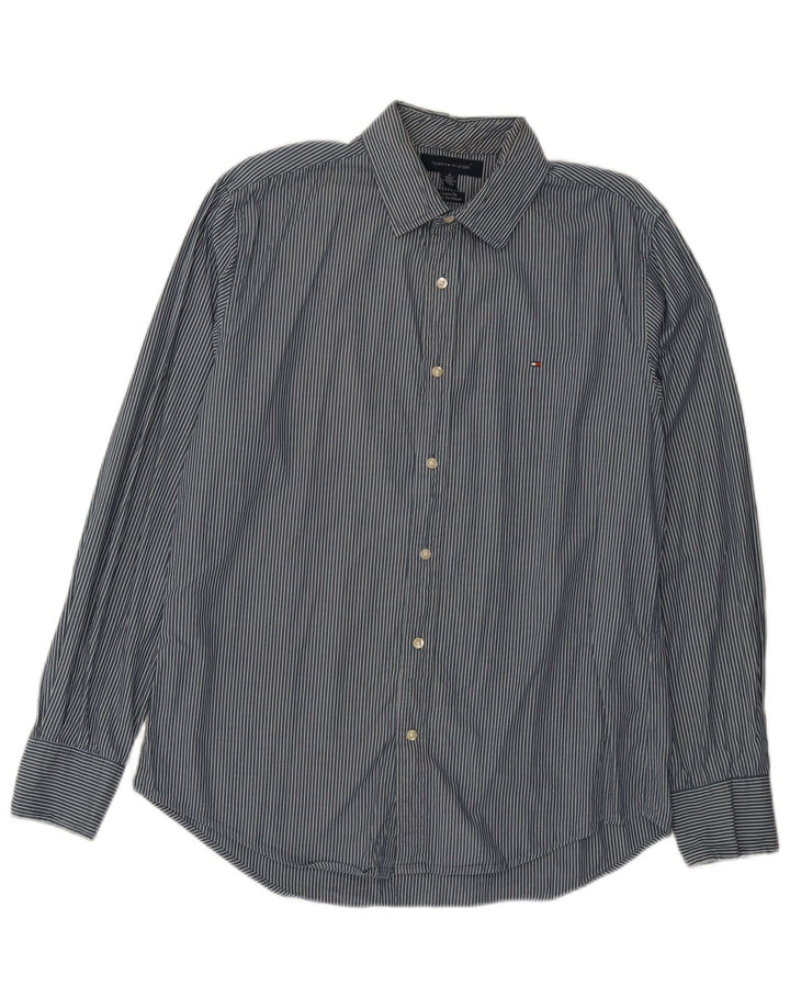 Camicia da uomo su misura Tommy Hilfiger Cotone gessato medio blu navy