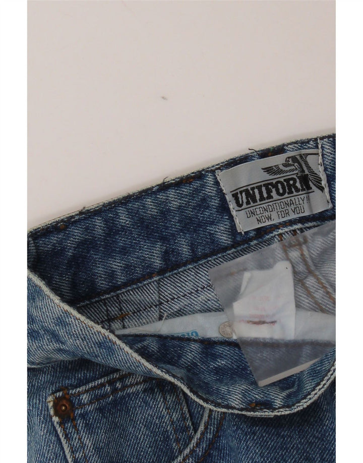 Gonna in denim uniforme da donna W28 in cotone blu medio
