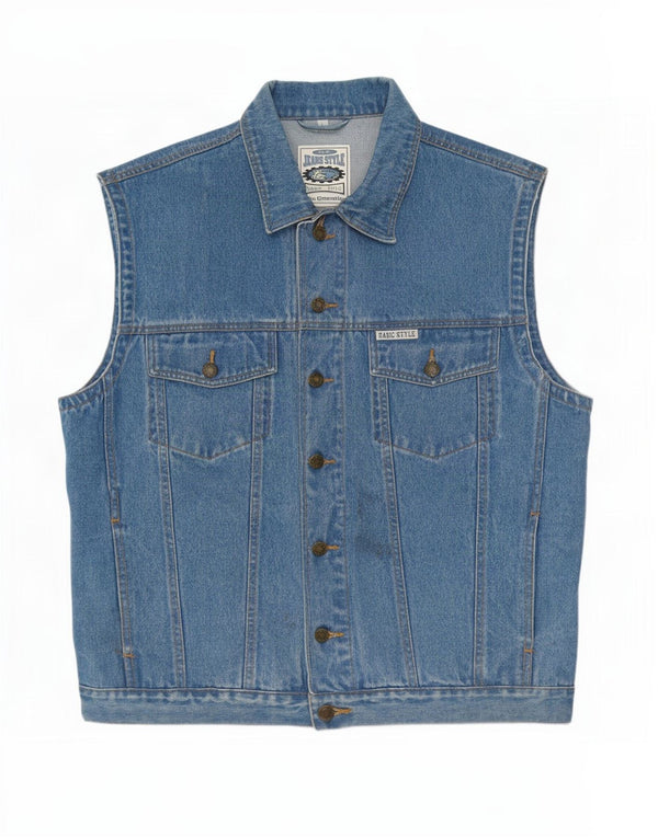 Gilet in denim da uomo Marcel Clair UK 40 grande cotone blu