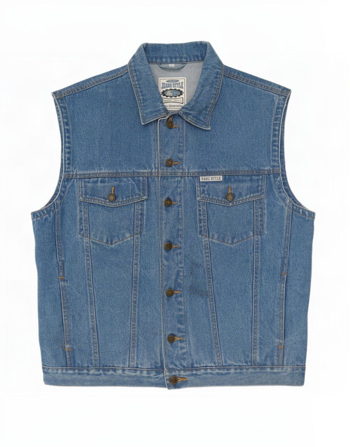 Gilet in denim da uomo Marcel Clair UK 40 grande cotone blu