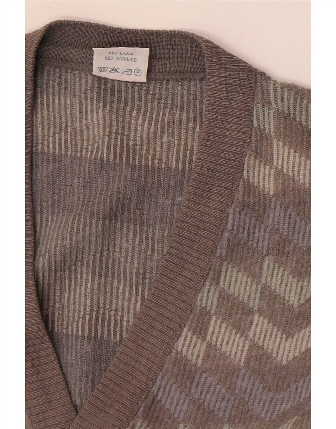 Maglione cardigan da uomo Bernardini in lana a righe grigio medio