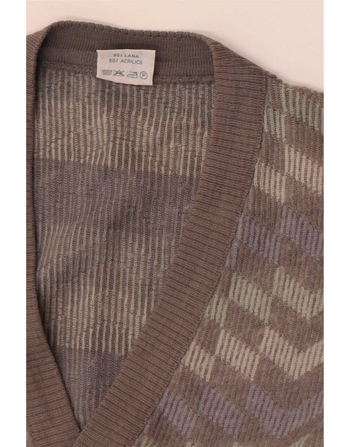 Maglione cardigan da uomo Bernardini in lana a righe grigio medio