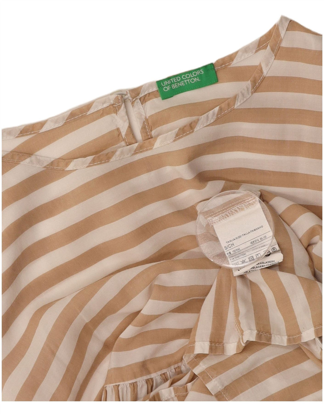 BENETTON Camicetta oversize da donna Top UK 10 Piccolo Lyocell gessato beige