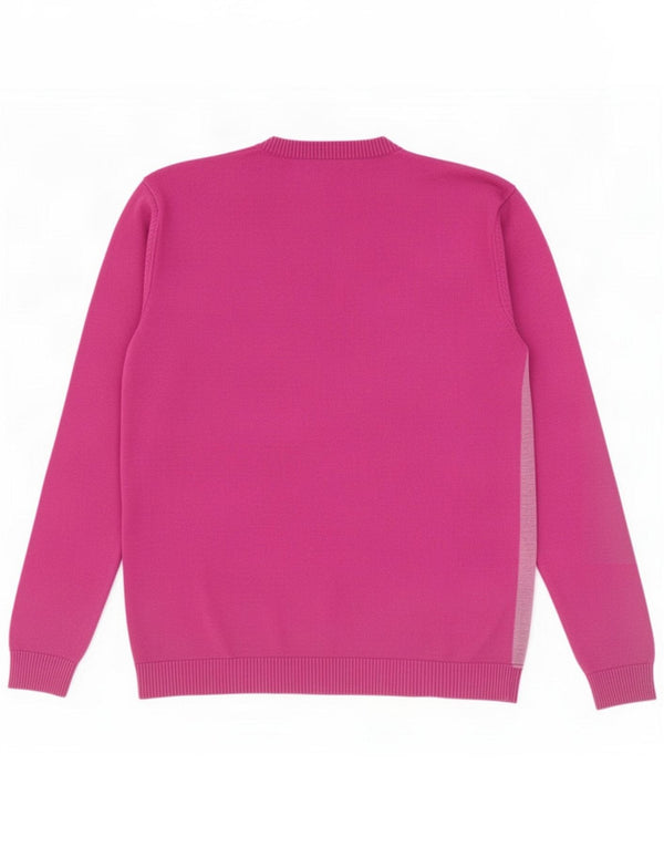 Gaudi Mens V-Neck Jumper Sweater Medium Pink Colourblock Cotton