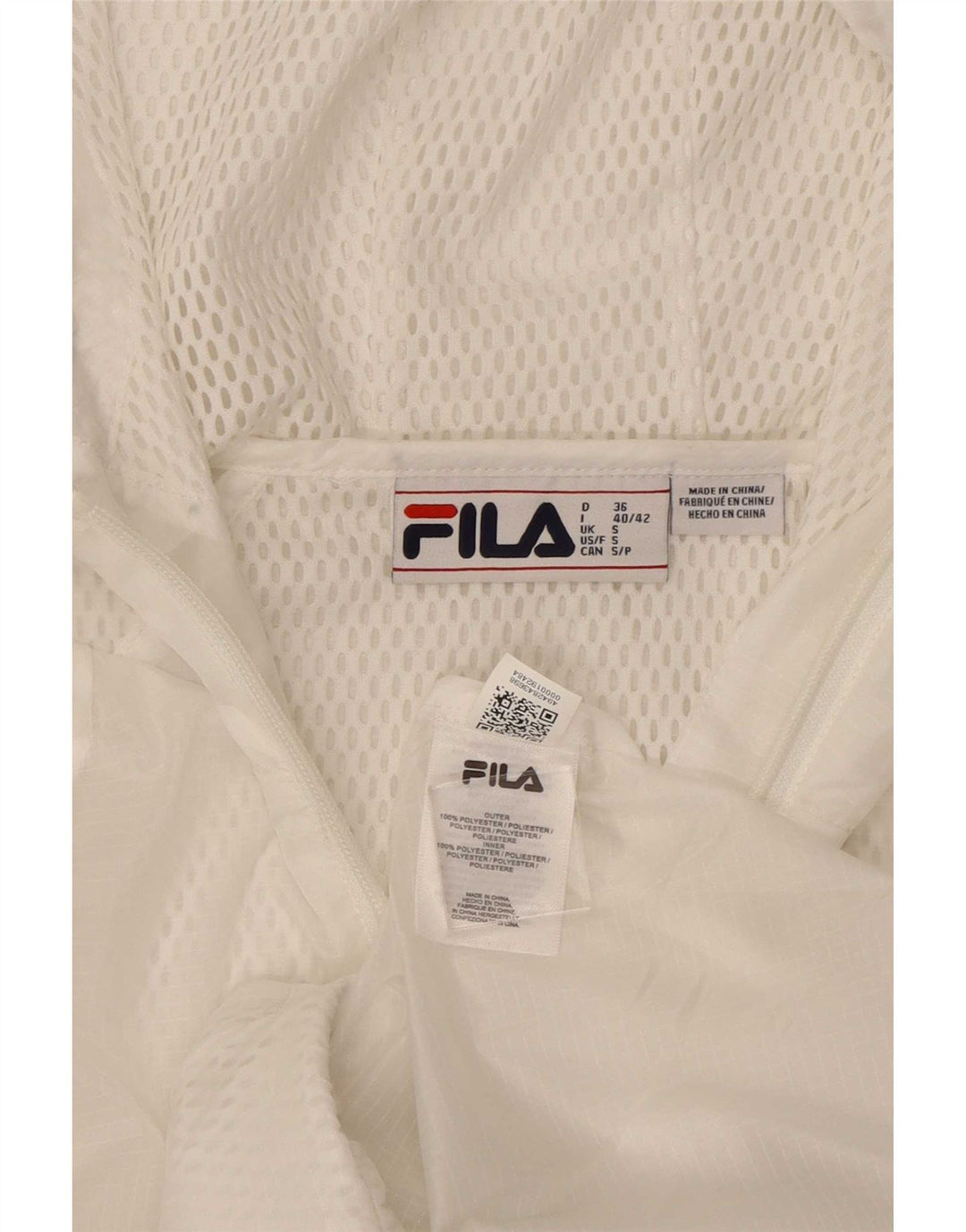 Giacca da ginnastica con cappuccio grafico da donna Fila UK 10 Small Poliestere bianco
