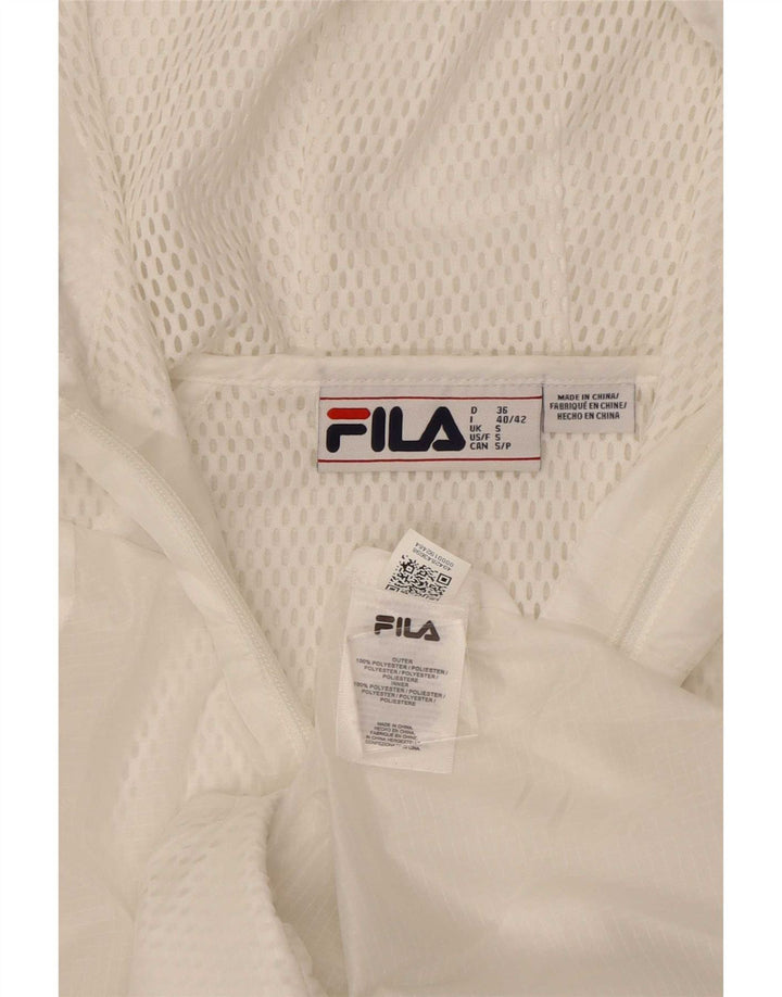 Giacca da ginnastica con cappuccio grafico da donna Fila UK 10 Small Poliestere bianco
