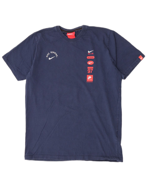 T-shirt grafica da uomo Nike Top Large in cotone blu navy