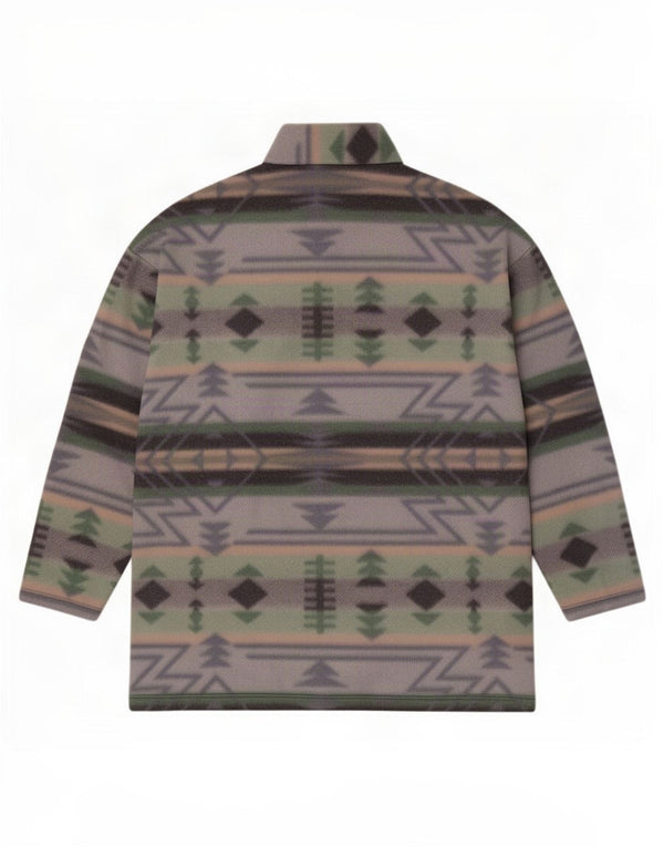 Vintage Mens Zip Neck Fleece Jumper Medium Multicoloured Geometric