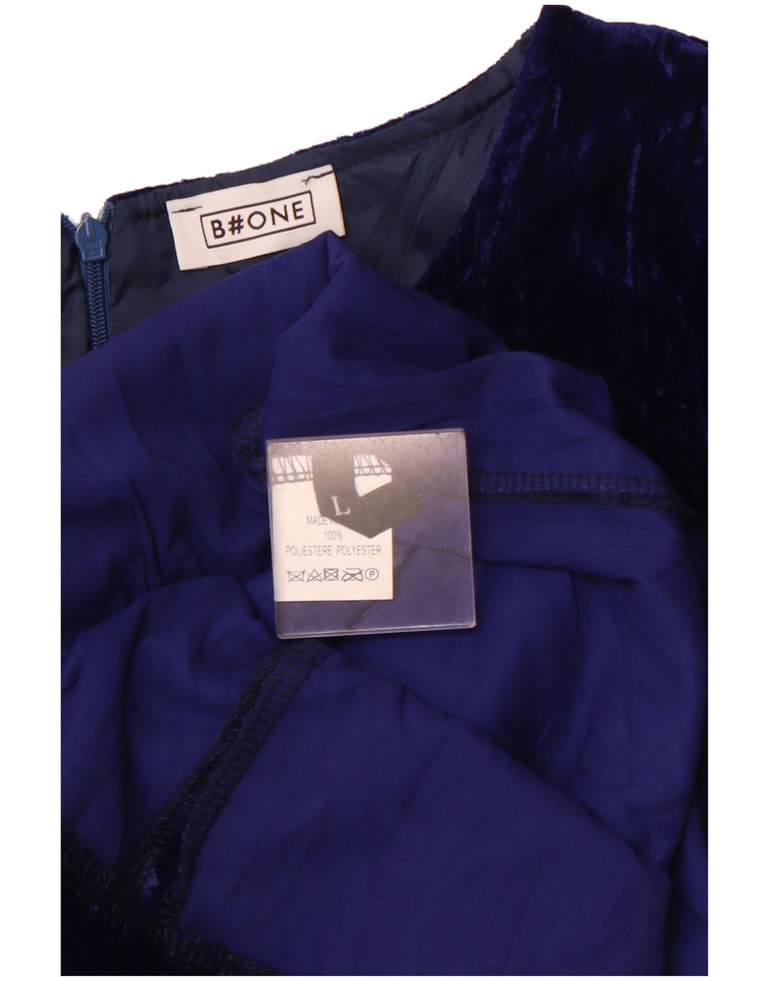 B.ONE Abito tubino in velluto a maniche lunghe da donna UK 14 Grande poliestere blu