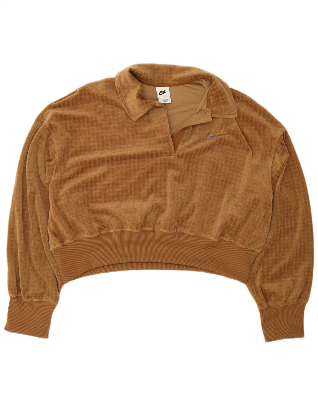 Felpa oversize in velluto da donna Nike, maglione UK 16, grande, poliestere marrone