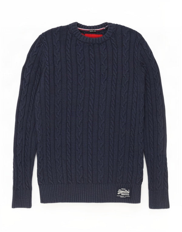 Maglione maglione girocollo da uomo Superdry di grandi dimensioni in cotone blu navy