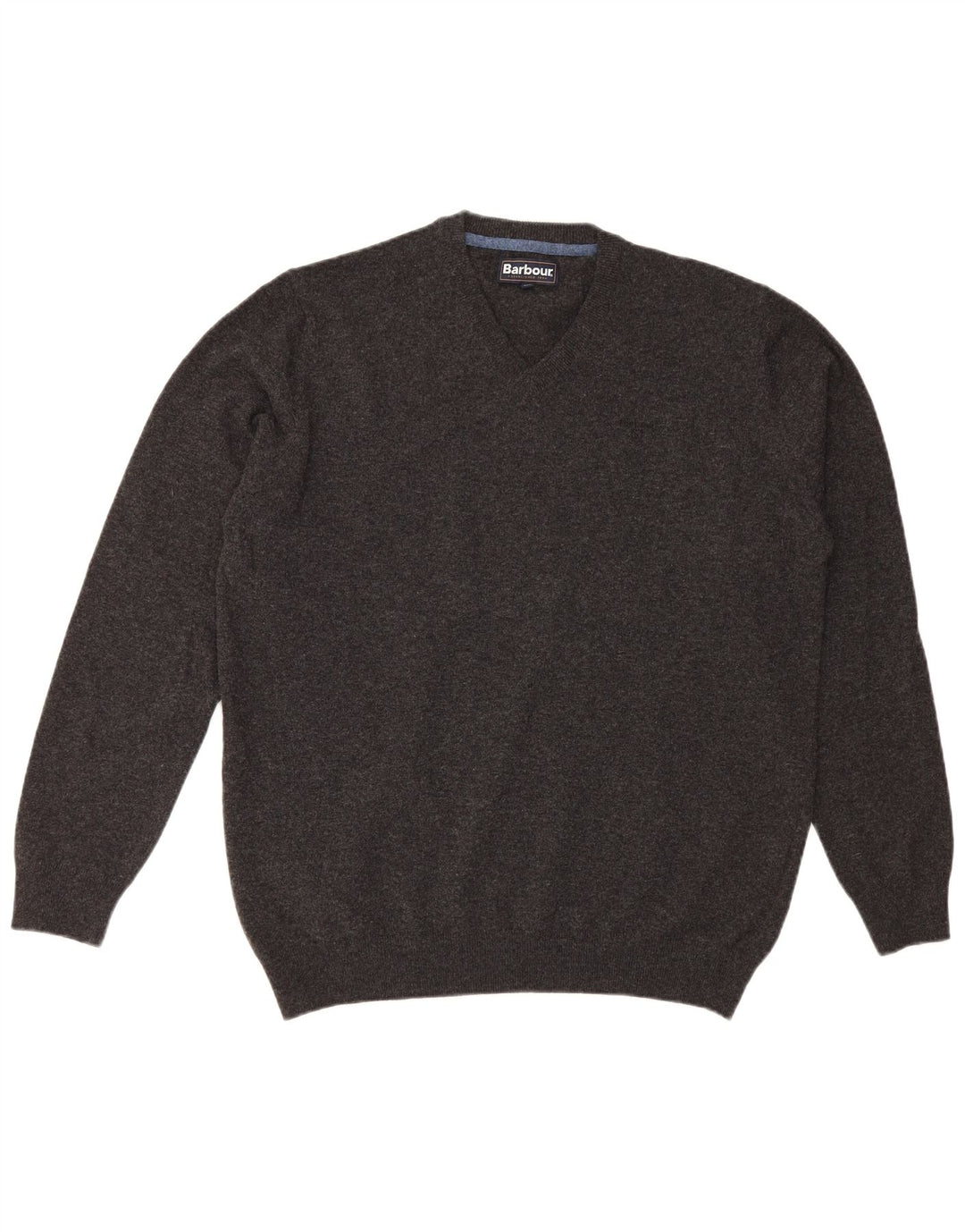 Maglione maglione con scollo a V da uomo Barbour 2XL lana grigia