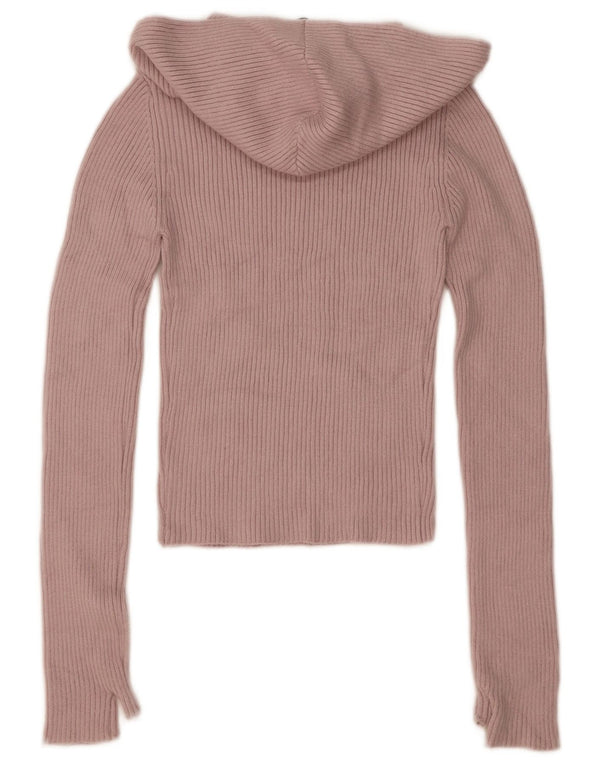 Maglione corto con cappuccio da donna Zara UK 12 Viscosa rosa medio
