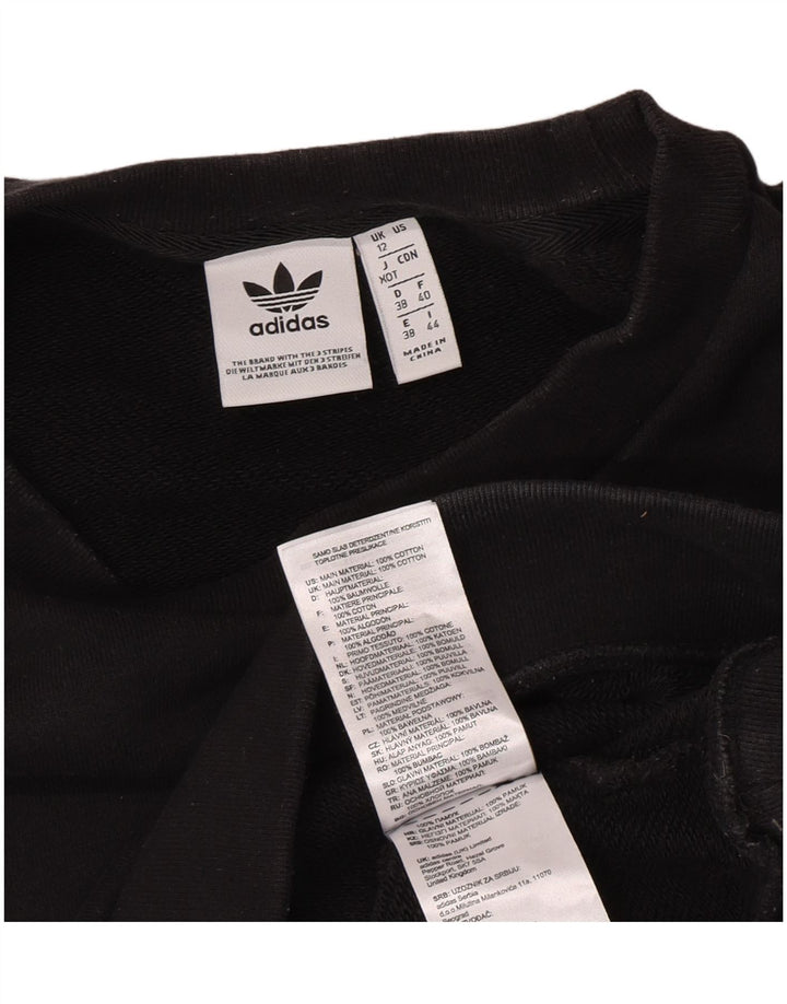 Felpa oversize con grafica Adidas da donna, maglione UK 12, cotone nero medio