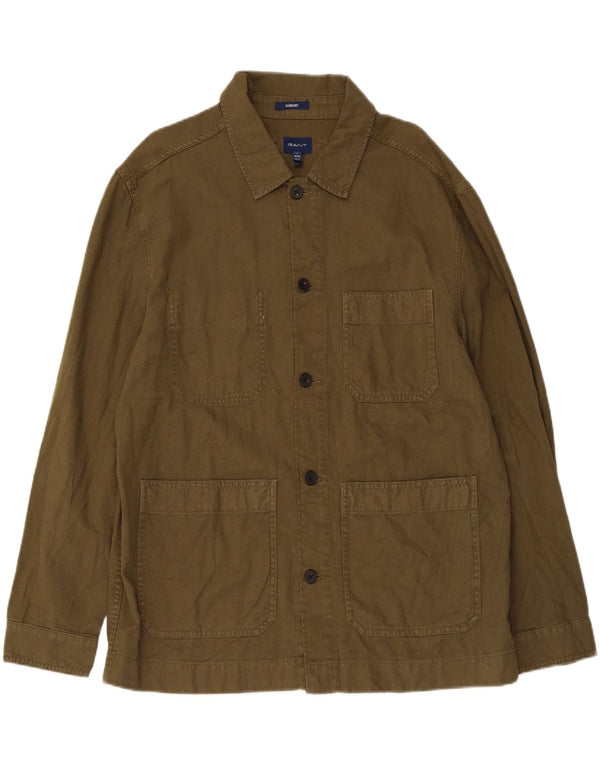 Gant Camicia da uomo overshirt taglia 41/42 16 1/2 grande cotone kaki