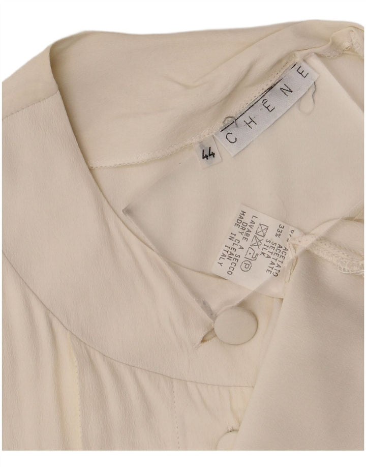 Camicia vintage da donna camicetta IT 44 acetato bianco medio