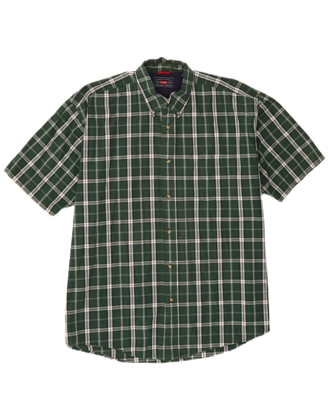 Camicia a maniche corte da uomo Wrangler XL in cotone a quadri verdi