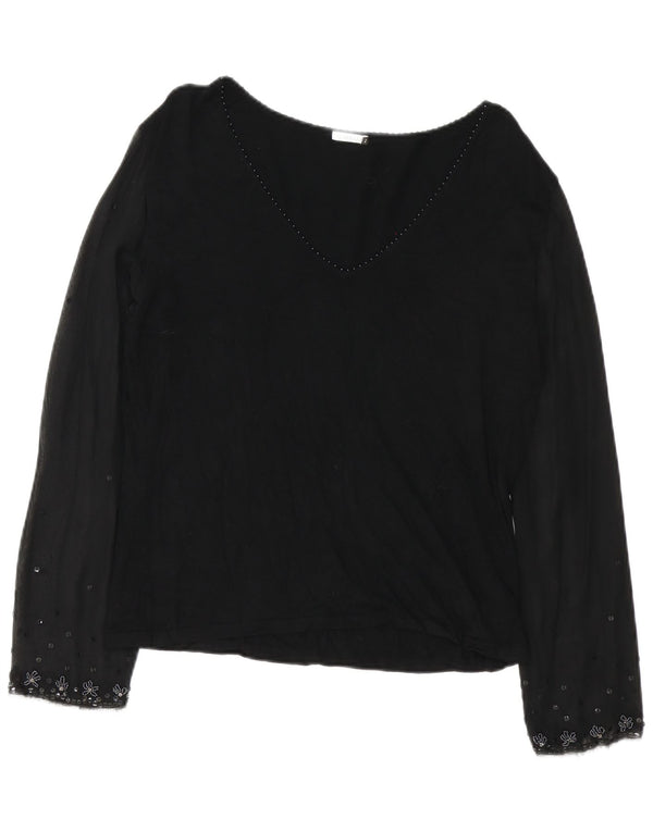 Camicetta a maniche lunghe da donna Marella Top UK 16 Grande viscosa floreale nera