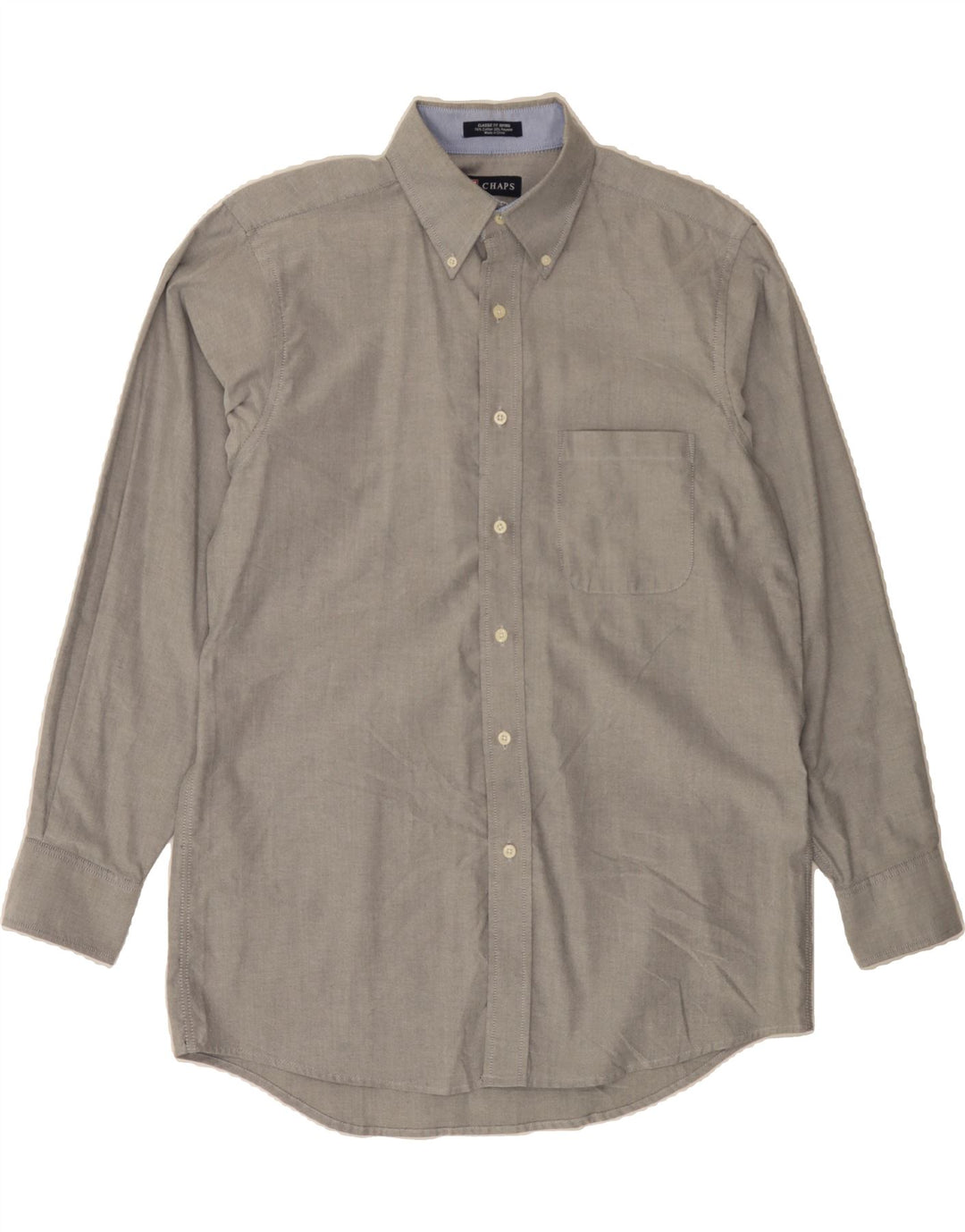 CHAPS Mens Classic Fit Shirt Size 15 1/2 Medium Grey Cotton Vintage Chaps and Second-Hand Chaps from Messina Hembry 