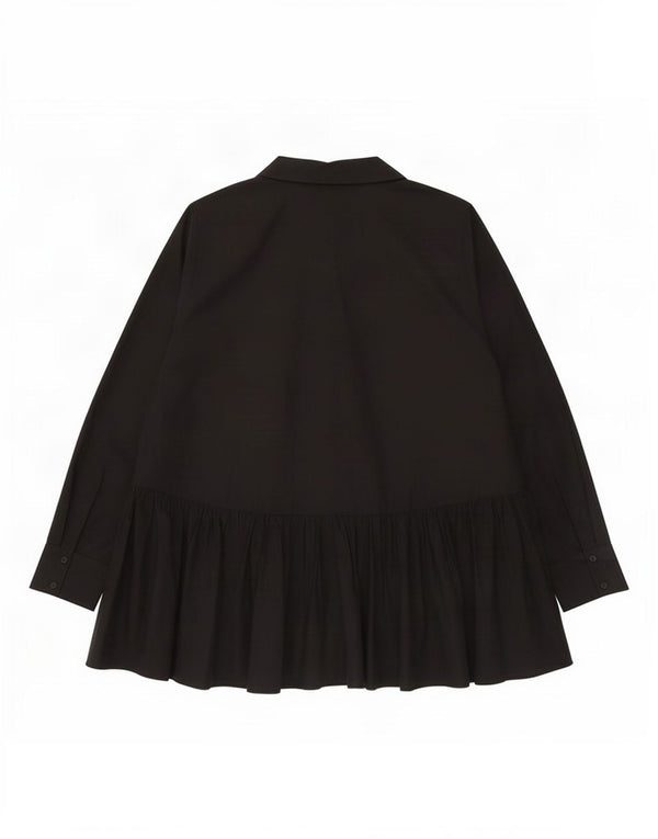 Camicetta oversize a maniche lunghe da donna Zara UK 10 piccola in cotone nero