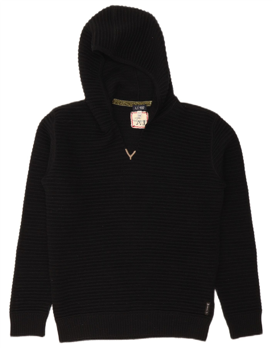 Maglione con cappuccio da donna Armani Jeans UK 14 lana nera media