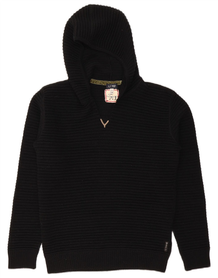 Maglione con cappuccio da donna Armani Jeans UK 14 lana nera media