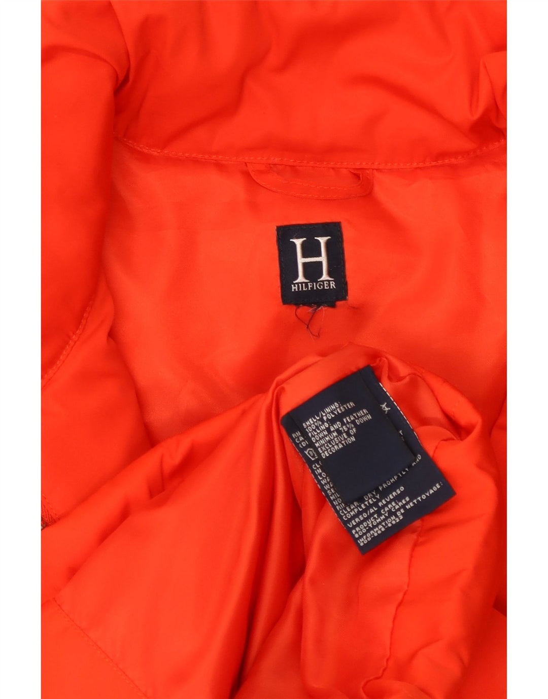 TOMMY HILFIGER Giacca imbottita da donna UK 14 Large Arancione Poliestere