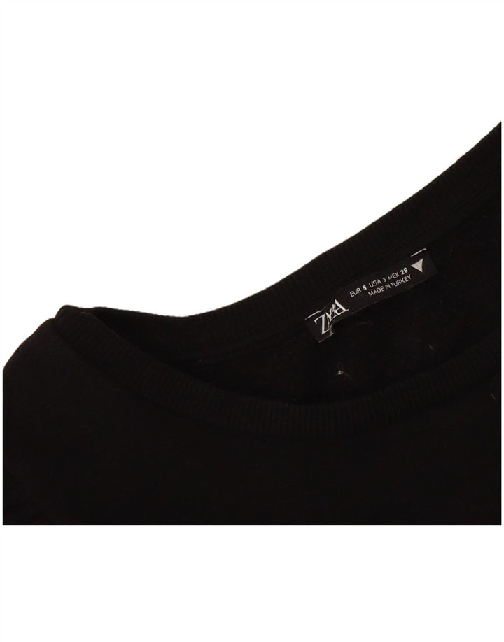 Top corto da donna Zara a maniche lunghe UK 8 piccolo nero