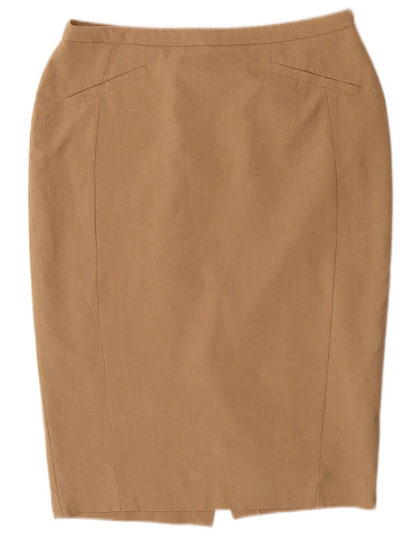 Gonna a tubino da donna Marks & Spencer UK 14 Large W32 Poliestere beige