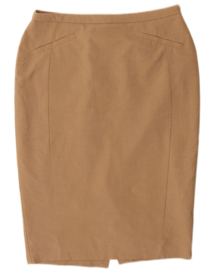Gonna a tubino da donna Marks & Spencer UK 14 Large W32 Poliestere beige