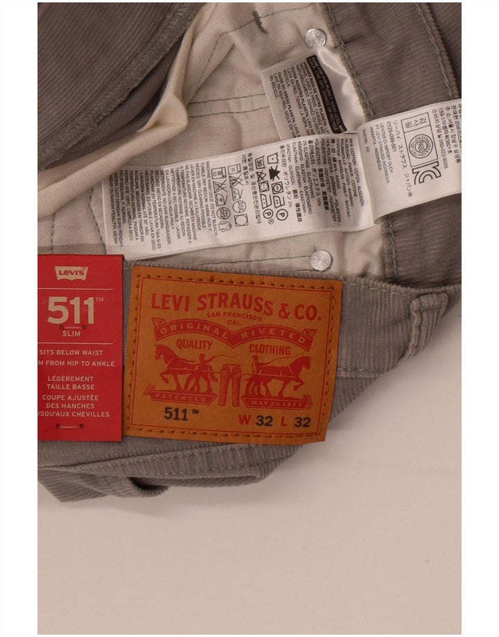 Pantaloni Levi's Uomo 511 Slim in velluto a coste W32 L32 Cotone Grigio