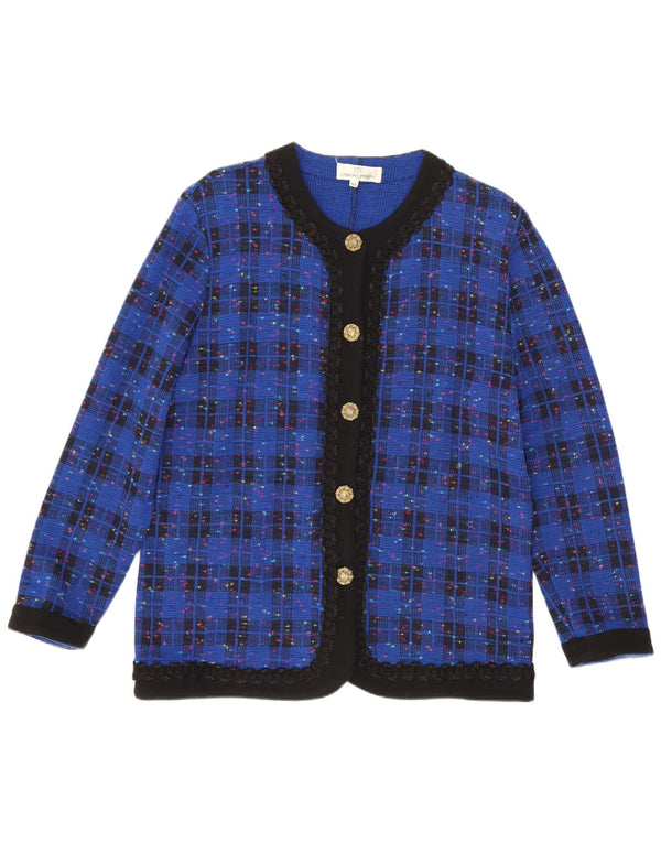 Maglione cardigan da donna Carolina Pedrjoni IT 50 XL Acrilico a quadri blu