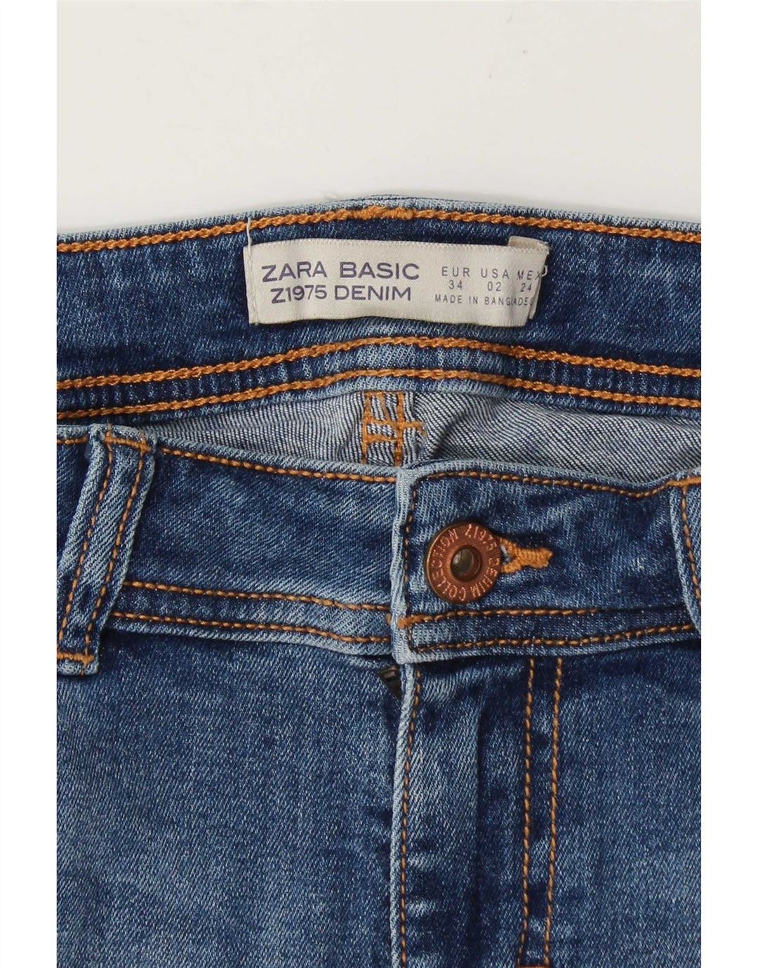Jeans slim da donna Zara EU 34 2XS W24 L23 Blu