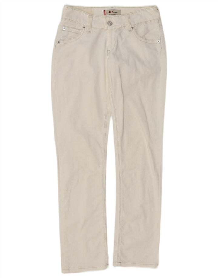 LEVI'S Womens 571 Slim Jeans W26 L28 White Cotton