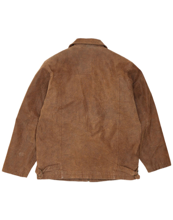 Giacca in pelle vintage da uomo UK 38 in pelle marrone medio