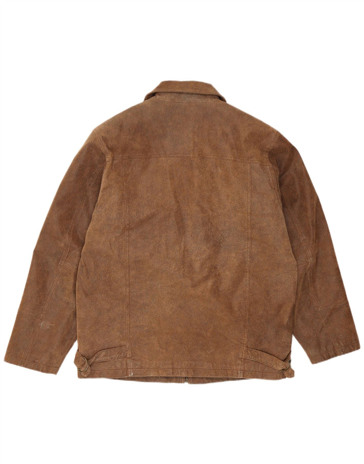 Giacca in pelle vintage da uomo UK 38 in pelle marrone medio
