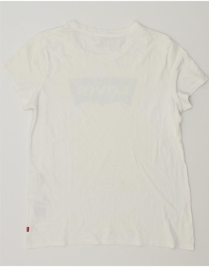 LEVI'S Womens Graphic T-Shirt Top UK 14 Medium White Cotton Vintage Levi's and Second-Hand Levi's from Messina Hembry 
