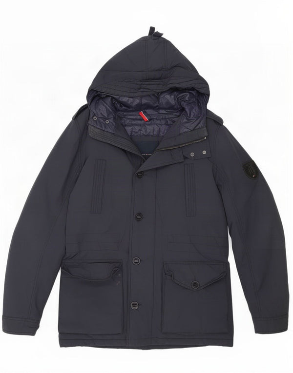 Giacca parka con cappuccio da uomo Tommy Hilfiger UK 40 grande cotone blu navy